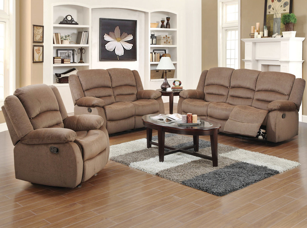 Oliver Leather 3 Piece Living Room Set